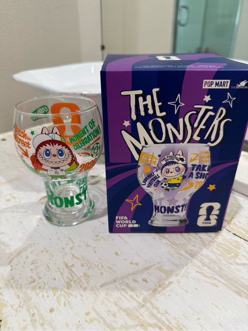 The Monsters Labubu x FIFA 2026 Glass Cup  Moment of Celebration popmart